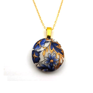Melanie Sherman, “Necklace | Blue & Gold Flowers | 14k Gold Chain 18 inches”, #13