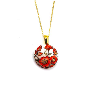 Melanie Sherman, “Necklace | Red & Gold Flowers | 14k Gold Chain 18 inches”, #17